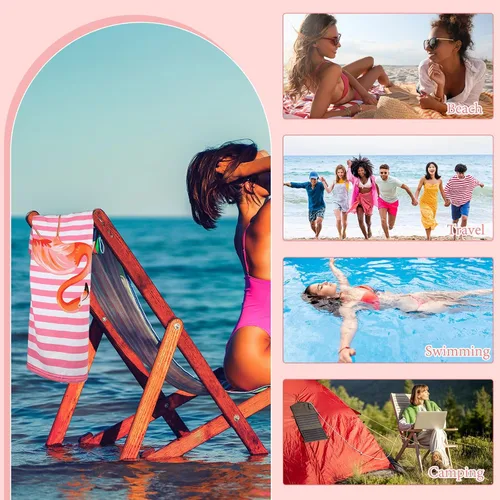Miniatura 6 de Tudomro 4 toallas de playa de gran tamaño de microfibra de flamenco, toallas de piscina grandes para adultos, mujeres y hombres, toallas de natación