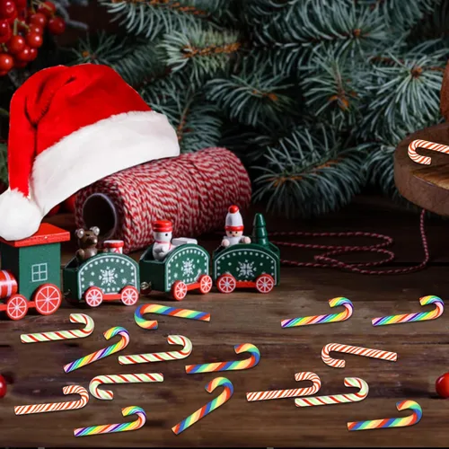 Miniatura 3 de 60 bastones de caramelo de Navidad, mini bastones de caramelo falsos, sin agujeros, cuentas de bastón de caramelo para manualidades de Navidad