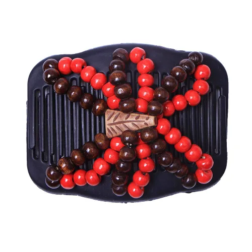 Miniatura 5 de LOVEF Peines mágicos para el cabello para mujer, 3 unidades, con cuentas de madera, elásticos, doble cara, clips para moño, accesorios