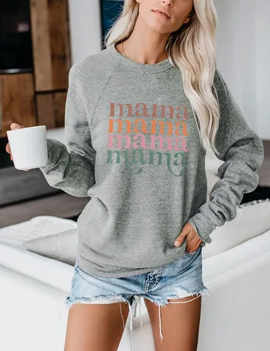 Miniatura 3 de Blooming Jelly Sudadera con cuello redondo y manga larga para mujer, con estampado de letras, estilo casual, con estampado de letras