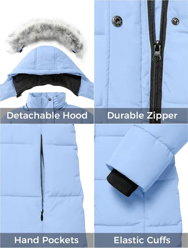 Miniatura 6 de ZSHOW Parka - Abrigo largo de invierno para niñas, chaqueta acolchada con capucha