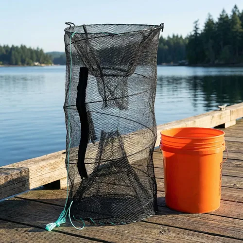 Miniatura 7 de ZENFUN 2 trampas para cebo de pesca, trampas para cangrejos, trampas para cangrejos, trampa para cangrejos, red plegable, accesorios de pesca
