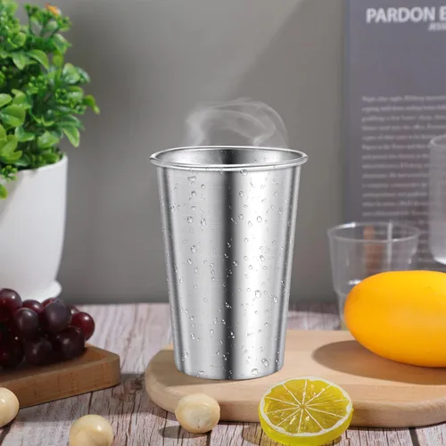 Miniatura 4 de Honeydak Paquete de 12 vasos de acero inoxidable de 16 onzas, vasos de metal apilables de acero inoxidable, vasos de pinta irrompibles para adultos