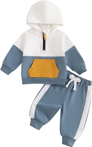 Miniatura 43 de Conjunto de ropa de otoño e invierno para bebé y niño, sudadera larga con capucha y pantalones para niños pequeños, 6, 12, 18, 24 meses, 2T