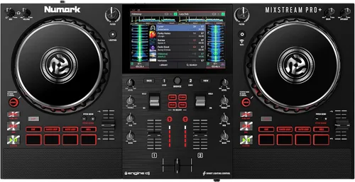 Miniatura 13 de Numark Controlador de DJ Mixstream Pro+ con Separación de Stems, 2 Decks, Transmisión Wi-Fi, Mezclador, Pantalla Táctil de 7", Altavoces, funciona