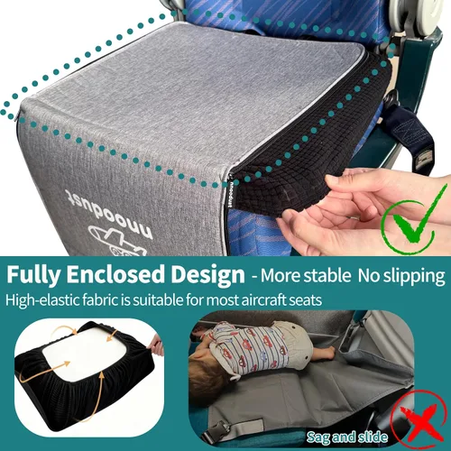 Miniatura 3 de Cama de avión para niños pequeños con cubierta de bandeja que se puede convertir en bolsa, extensor de asiento de avión para niños, cama de avión