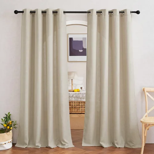 Miniatura 36 de NICETOWN Cortinas de lino traslúcidas con textura de lino de 84 pulgadas de largo, con ojales semitraslúcidos, tratamientos de ventana, privacidad