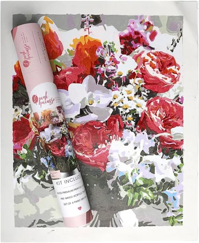 Pink Picasso Kit de Pintura Floral Botánica por Números para Adultos y Adolescentes | Juegos de Kits de Pintura Acrílica DIY en Lienzo 16x20,