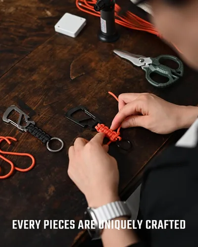 Miniatura 5 de KeyUnity KC00 Llavero de mosquetón de paracord, cordón de paracaídas 550 Multiherramienta para exteriores, mochilas, hombres y mujeres