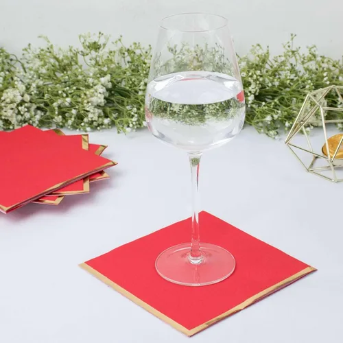 Miniatura 47 de Efavormart 50 Pack Servilletas de papel para fiestas de 2 capas suaves verde oliva con borde dorado de oro, servilletas para cenas, cócteles