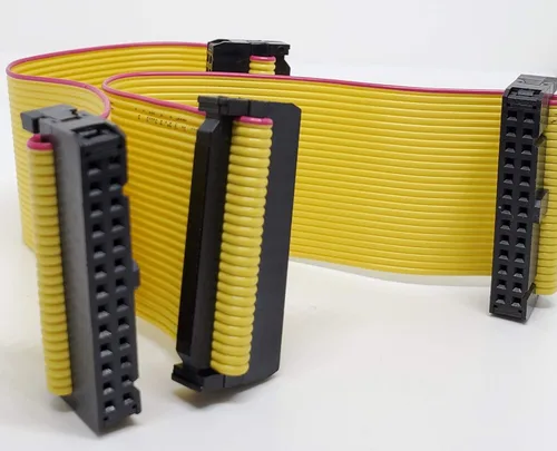Paquete de 2 conectores hembra IDC 2x13 26P 0.100 in 5.9 in 5.5 pulgadas, cable de cinta plano amarillo, filas dobles 26 pines 0.1" paso FC F/F