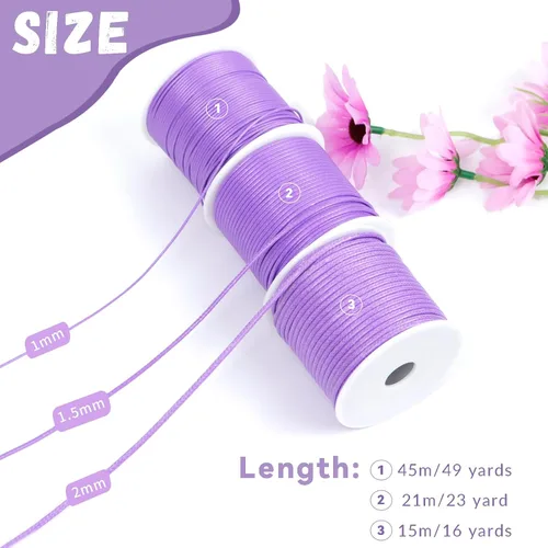 Miniatura 2 de CAMAL Cuerda de cera de 0.069 pulgadas para hacer pulseras, hilo encerado de 23 yardas para joyería y pulsera, cordón encerado para manualidades