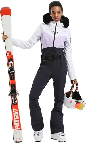 Miniatura 32 de GSOU SNOW Traje de esquí para mujer, traje de nieve de una pieza, para snowboard, delgado, aislante, impermeable, resistente al viento