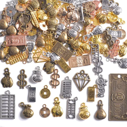 Miniatura 8 de stino 100 G Mixed Style Metal Charms for Jewelry Making, Bulk Silver & Gold Plated, for Bracelet, Necklace, Earrings DIY Crafts