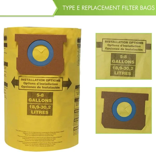 Miniatura 3 de Para Shop Vac 90661 9066100 Tipo E Bolsa de vacío en seco húmedo para Shop Vac 5 a 8 galones Colección Desechable Bolsas de filtro 3 unids