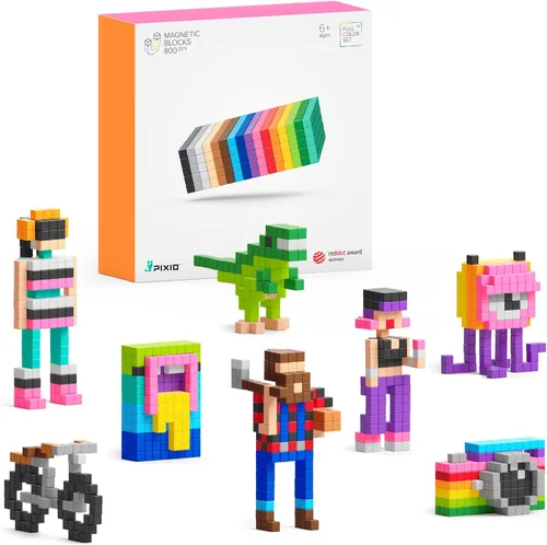 Miniatura 11 de PIXIO-100 - Juguete de construcción de bloques magnéticos pequeños en el estilo Pixel Art con aplicación gratuita - Cubos de plástico de 5/16" con 6