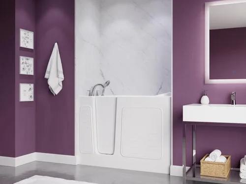 Miniatura 5 de ANZZI Bañera de 53 x 26 pulgadas con llenado rápido, cabezal de ducha de 60 pulgadas, fácil entrada, sello hermético, almohada para la cabeza, 2653