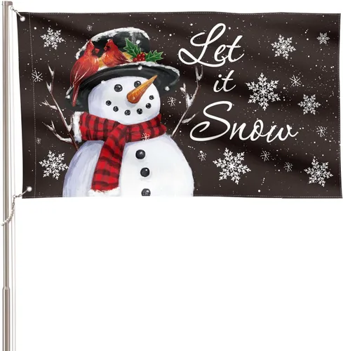 Miniatura 15 de AVOIN colorlife Deje que nieve muñeco de nieve copo de nieve bandera de Navidad de jardín 12x18 pulgadas de doble cara, bandera decorativa de granja