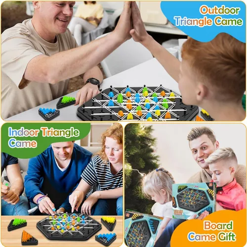 Miniatura 7 de Juego de estrategia de cadena triangular, juegos de rompecabezas de ajedrez geométrico, juego de ajedrez de cadena triangular con banda de goma