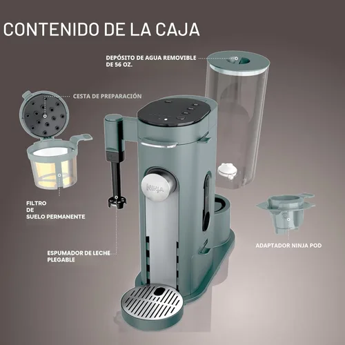 Miniatura 6 de Ninja Pods & Grounds Specialty - Cafetera de una sola porción, compatible con cápsulas K-Cup, espumador de leche integrado, tamaños de taza de 6