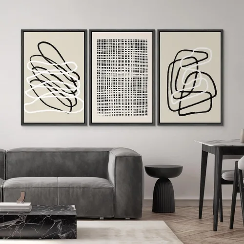 Miniatura 97 de SIGNWIN Lienzo enmarcado para pared, arte con pinceladas de flujo neutro en tonos beige abstractos, ilustraciones, arte moderno, decorativo