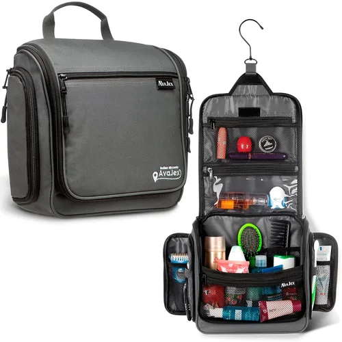 Miniatura 14 de Bolsa de aseo de viaje para hombres y mujeres - Organizador grande colgante de artículos de tocador - Bolsa de higiene impermeable con gancho L Rojo