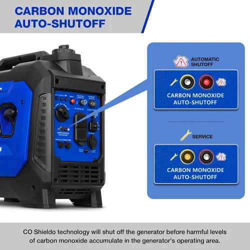 Miniatura 4 de BILT HARD Generador de gas de 2500 W, generador inversor silencioso de 4 tiempos de 80 cc con sensor de CO, listo para paralelo, receptáculo dúplex