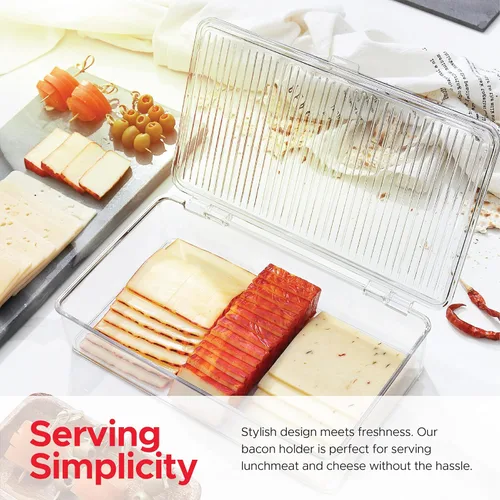 Miniatura 4 de Tafura Contenedor de tocino para refrigerador (paquete de 2) organizador de almacenamiento de refrigerador Contenedor de almacenamiento de queso
