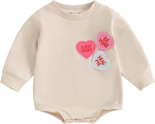Conjunto de manga larga para bebés y niñas, con texto en inglés My First Valentines Day