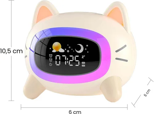 Miniatura 9 de ANALOI Reloj despertador para niños, reloj despertador Ok to Wake para niños, reloj de luz nocturna para dormitorio, reloj despertador para gatos