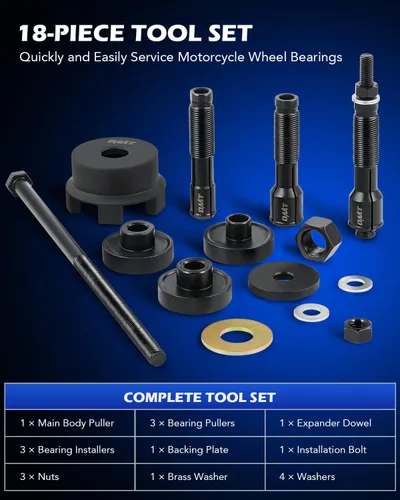 Miniatura 2 de Orion Motor Tech Kit de herramientas extractoras de rodamientos de rueda compatible con motocicletas Harley Davidson, juego de herramientas