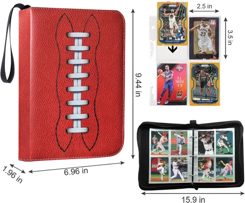 Miniatura 2 de Carpeta de tarjetas de fútbol, 4 bolsillos protectores de almacenamiento para tarjetas de béisbol, fundas para tarjetas deportivas y tarjetas
