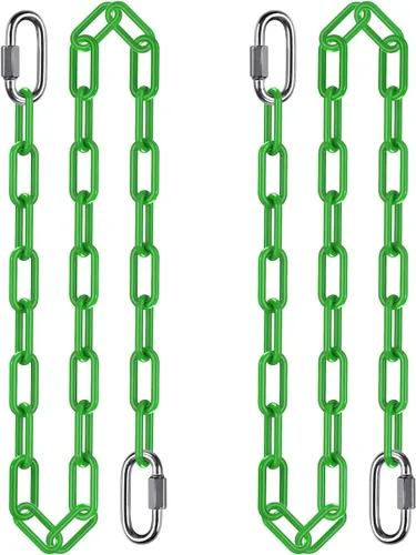 Miniatura 9 de 2 cadenas de columpio de 100 pulgadas con mosquetones, capacidad de 1000 libras, cadenas colgantes recubiertas resistentes, cadenas colgantes