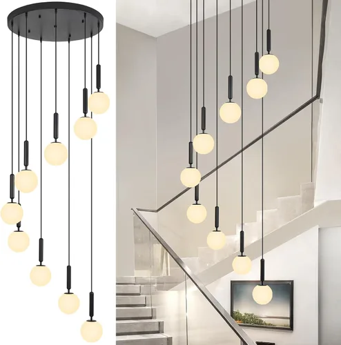 Miniatura 33 de Lámpara Colgante Moderna Accesorio de Iluminación Colgante para Isla de Cocina Luces Colgantes Doradas de Mediados de Siglo con Globo de Vidrio Oro