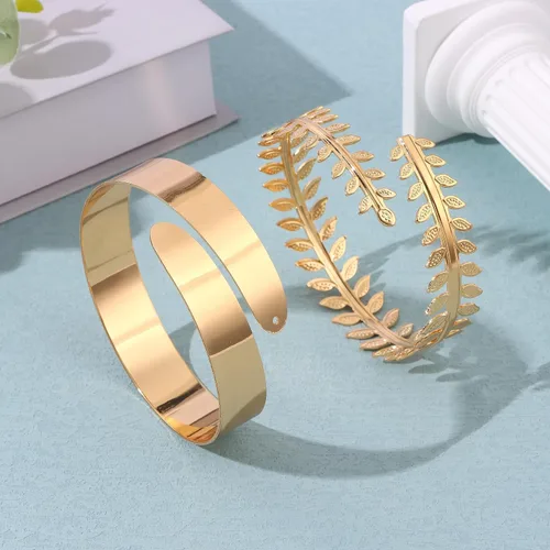 Miniatura 5 de MOZAKA Juego de 2 brazaletes ajustables dorados para mujer