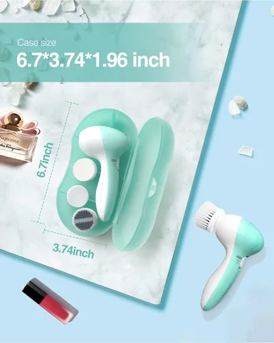 Miniatura 8 de TOUCHBeauty Juego de cepillos faciales portátiles con estuche y 3 cabezales de cepillo giratorio, cerdas de limpieza de poros profundos de 0.002 in