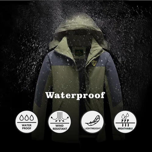 Miniatura 3 de GIISAM Chaqueta de lluvia para hombre, impermeable, ligera, para exteriores, rompevientos con capucha
