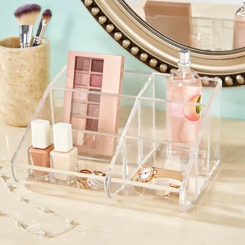 Miniatura 3 de STORi Organizador de Maquillaje de Plástico Transparente para Tocador Soporte de 6 Compartimentos para Pinceles, Paletas de Sombras de Ojos