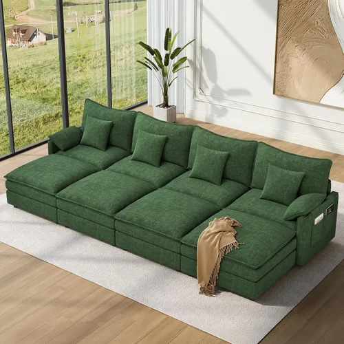 Miniatura 75 de Vesgantti 2 Piece Loveseat & 3 Seater Sofa Set, Modular Cloud Couch, Beige