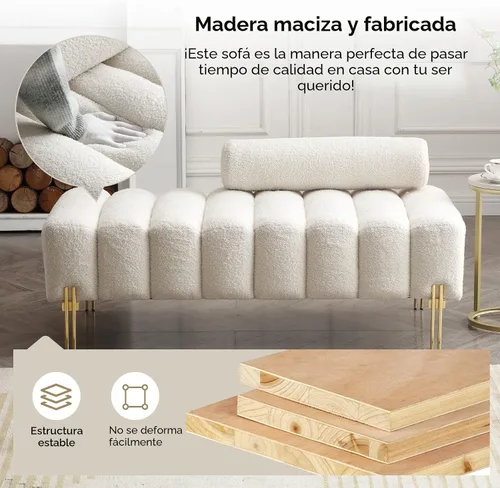Miniatura 7 de NIOIIKIT Sofá de dos plazas moderno de 53.2", sofá acentuado tapizado con patas doradas y respaldo ajustable, pequeños sofás de felpa Teddy