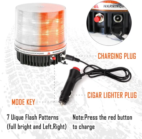 Miniatura 3 de Baliza Giratoria Inalámbrica Ámbar/Blanca Naranja con Batería, Luz de Advertencia Estroboscópica LED para Techo Superior, Luces de Emergencia