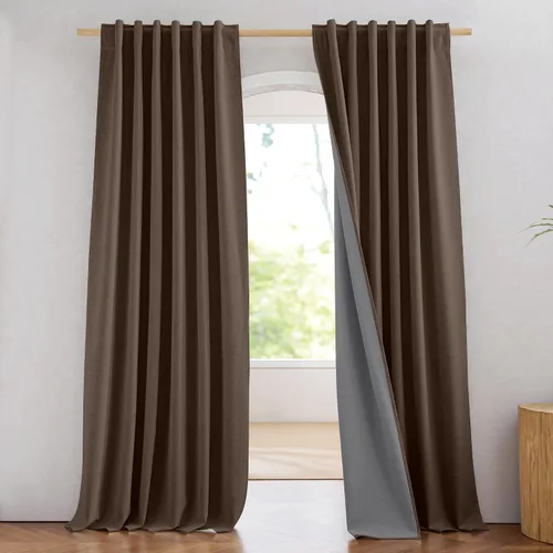 Miniatura 9 de NICETOWN Cortinas 100% opacas de 63 pulgadas de largo, 2 paneles de cortinas cortas con aislamiento térmico con forro para dormitorio, cortinas