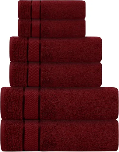 Miniatura 26 de Juego de toallas de baño - 100% algodón - 2 toallas de baño, 2 toallas de mano y 2 paños - Grandes, secado rápido, absorbentes, suaves, lujosas