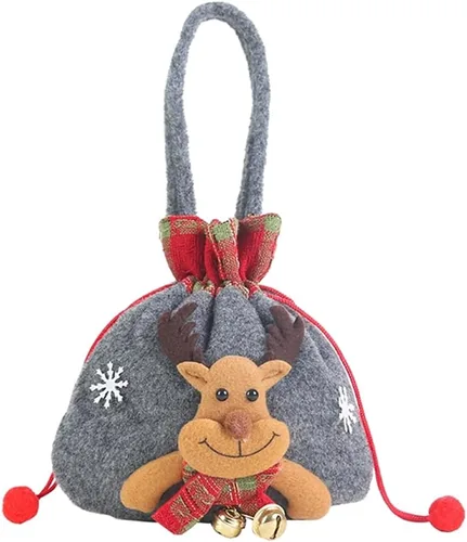 kamumanni Bolsas de regalo de Navidad, bonita bolsa de regalo de reno con asa, bolsa de regalo de Navidad de tela con cordón, bolsa de regalo de