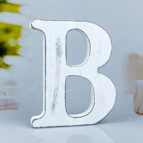 Miniatura 10 de Letras de madera rústica blanca de 6 pulgadas, letras de madera sin terminar para decoración de pared, letras de pie retro blancas blancas