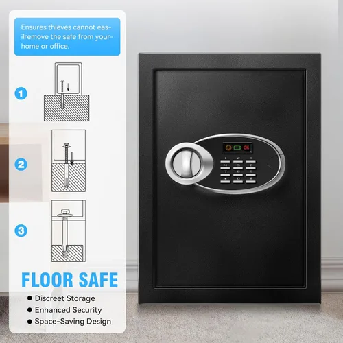 Miniatura 9 de Caja de seguridad grande de 2.5 pies cúbicos con resistencia al fuego e impermeable para documentos - Caja de seguridad personal de acero