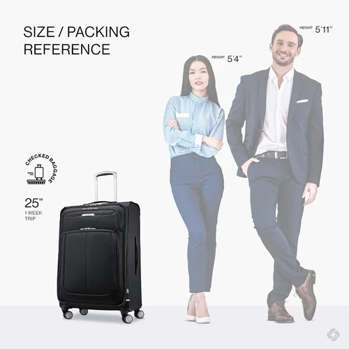 Miniatura 2 de Samsonite Solyte DLX Softside - Equipaje extensible con ruedas giratorias, Negro (Midnight black)), 123568-1548