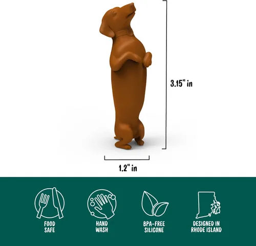 Miniatura 2 de Genuine Fred WINER DOG Tapón para botella, tapón de vino de silicona con bonito diseño de perro salchicha – Mantiene un sello hermético – Divertido