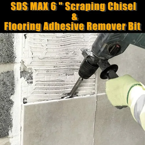 Miniatura 2 de Azulejo de 6 pulgadas de ancho y cincel Thinset Scaling Shank SDS-Max, broca de extracción de raspador de 6 x 15 pulgadas, ideal para taladros