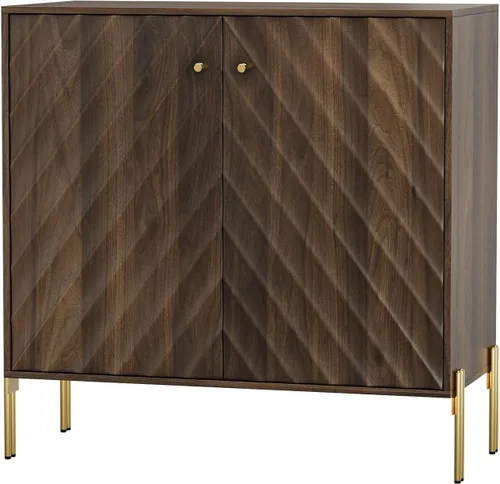 Miniatura 8 de Buffet de comedor moderno de mediados de siglo de 32 pulgadas con almacenamiento, aparador de buffet con diseño de ondas diagonales, mesa